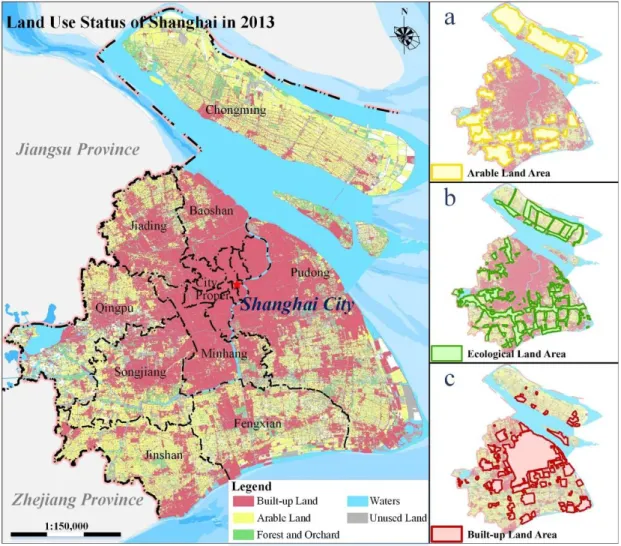 Figure 5.  Schematic view of the spatial distribution of main land quotas: (a) spatial distribution of 