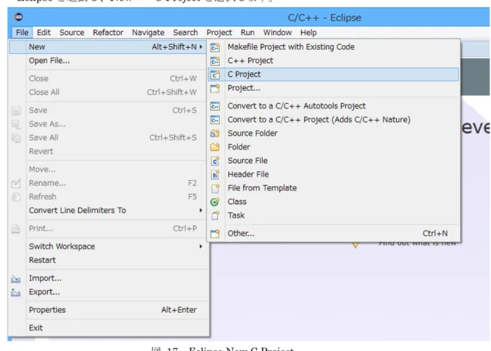 図   17  Eclipse New C Project 