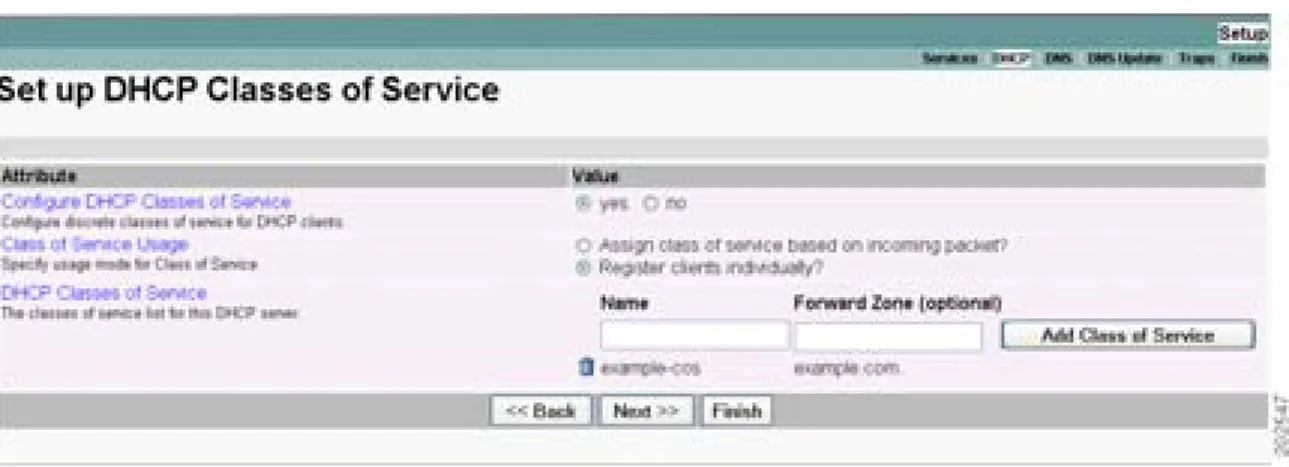 図 2-5 Set Up DHCP Classes of Service ページ（Setup）