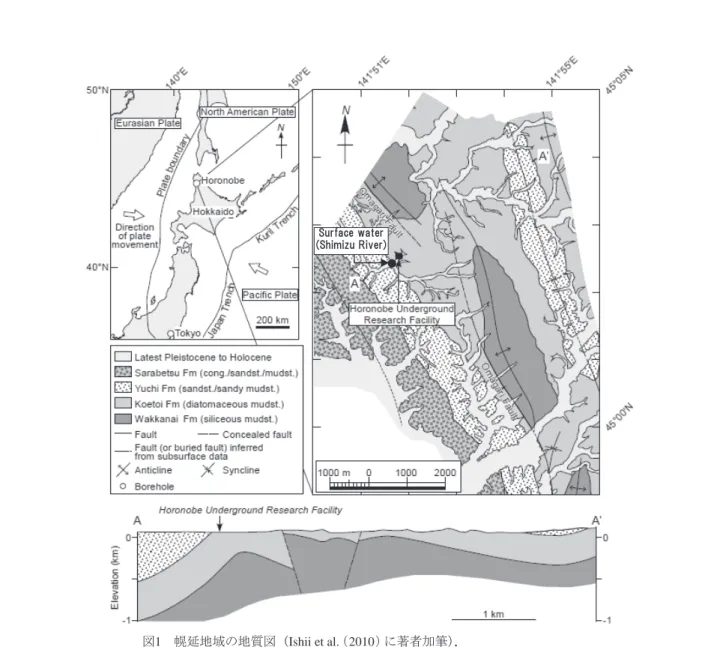Fig. 1　Geological map of the Horonobe area (based on Ishii et al. (2010)).