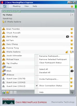 図 5  Cisco Unified MeetingPlace Express の参加者リストと会議の管理 