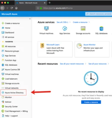 図 7 Microsoft Azure > Azure Active Directory      上で指名されるようにアプリケーション画面を、示されます:      図 8： Microsoft Azure アプリケーション登録 ページ     