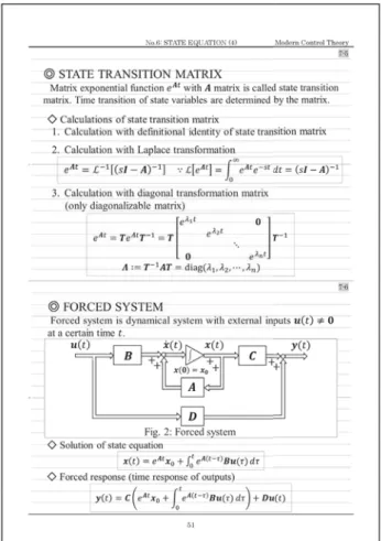 Fig. 4 Experiment of inverted pendulum control. Fig. 5 A sapmple of documents for my lecture.