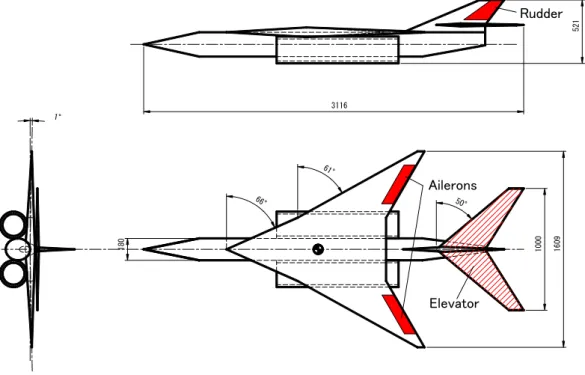 Fig. 1. Ailerons and a rudder on the M2006 configuration. 
