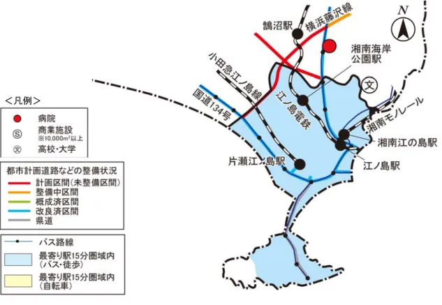 図  片瀬・江の島周辺地域  現況図 