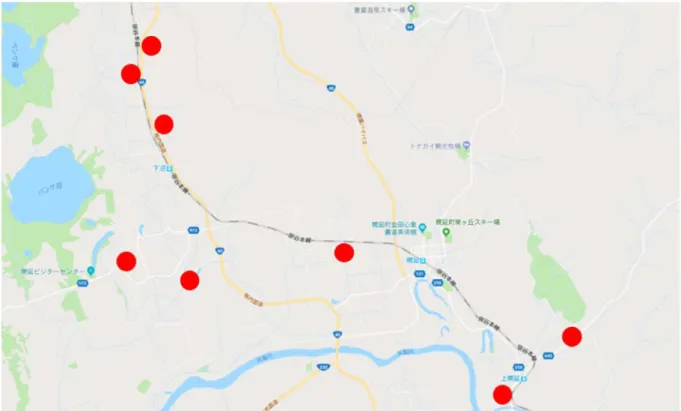 図  幌延地区のバイオガスプラント希望農家 8 戸の位置図 