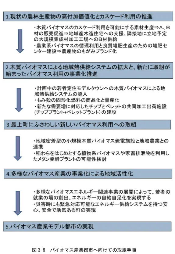 図 3-6  バイオマス産業都市へ向けての取組手順 