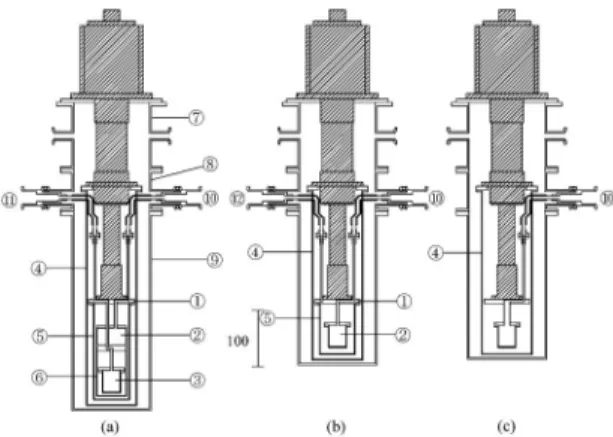 Fig. 1. Cross sectional view drawn to equal scale of three kinds of Kochi University style GM refrigerators