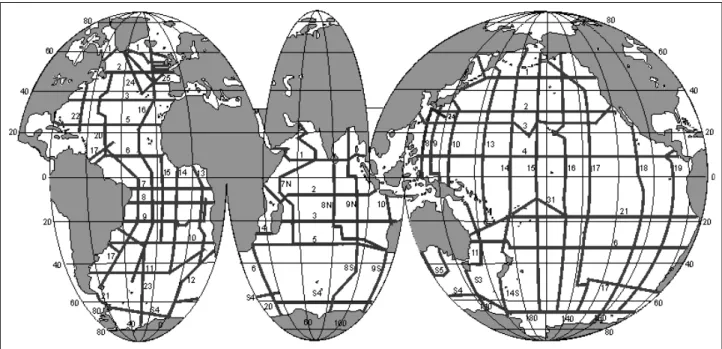 Figure 5: WOCE Survey Lines Used as World Standard