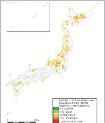 Figure 12 : Distribution Map of Hot Water (53–120°C) Resource Development Potential