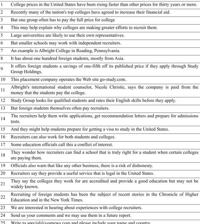 Table A. Example of a news article from the VOA special section 