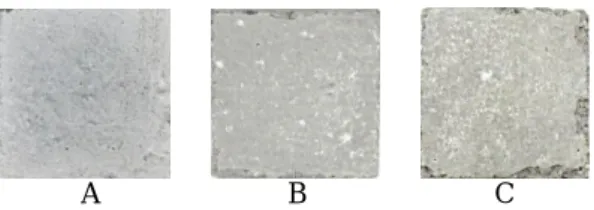 Table  4   Appearance  Evaluation  of  Various  Fine  Aggregates.  Type of Fine  Aggregate  Type of  Polymer  P/C (%)  Air  Content  (%)  Appearance Evaluation  LS-A  Plain  0  6.0  B SA-E 5 7.0 B 10 6.5  A 20 8.0 A AM-E 5 7.0 B 10 6.5 B 20 8.5 A  VVA-P  5