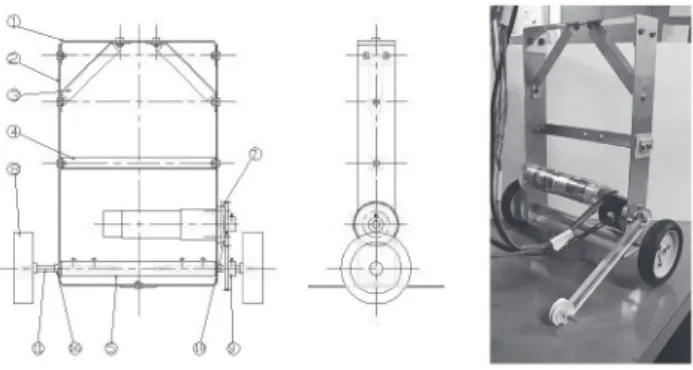 Fig. 1　倒立 2 輪ロボットの設計図及び外観