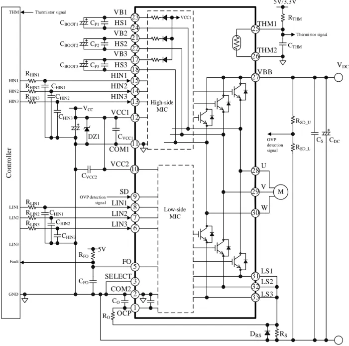 図 9-1  応用回路例（過電流保護保持時間 8 ms の場合） 