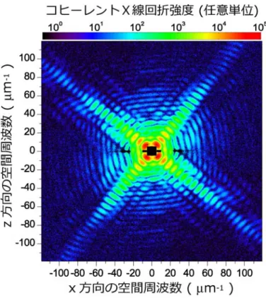 図 2  X 線ＣＣＤ検出器で測定した金銀ナノ中空粒子のコヒーレント X 線回折パターン 