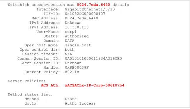 図  3 のスクリーン ショットは、ISE 上の dACL の定義を示します。 