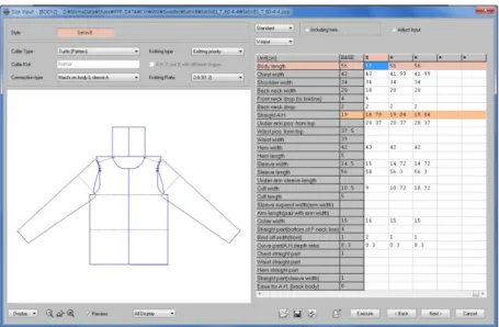 Fig. 3.1 Size of the input for the production of WHOLEGARMENT (Machi_SB) 