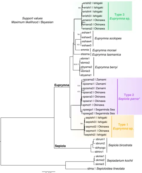 Fig. 3 Maximum likelihood and Bayesian tree based on 452 orthologous genes using their coding sequences