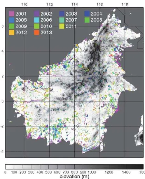 Fig. 1  Spatial distribution of the areas showing (No. days of GRVI best  < 0) / (No