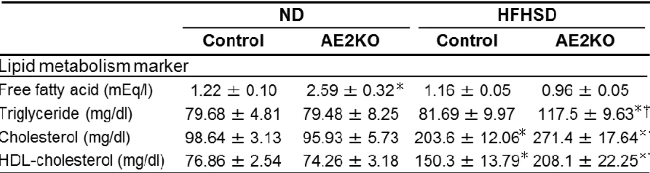 表 3.  脂質代謝の評価（N=7-8） 
