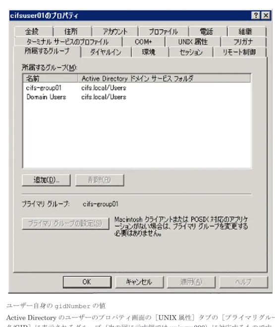 図  4-4 ［所属するグループ］タブの表示例