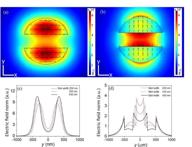 Figure 4.2: Electric eld normal of modes generated in a 1 µ m diameter bre using (a) 720 nm light with parallel polarised light and (b) 1064 nm light with perpendicularly polarised light