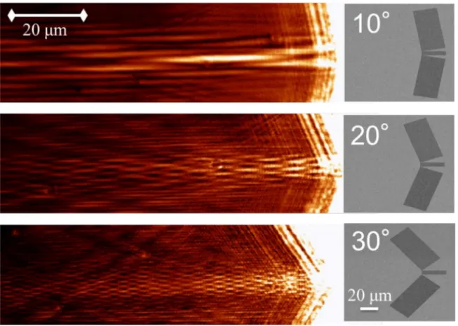 Figure 1.15: Near-eld scanning optical microscopy images of plasmonic bottle beams generated at three dierent grating congurations