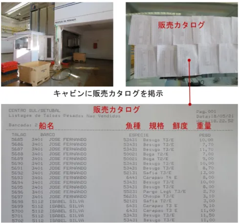 図 3.2.5  せり販売までの保管 図 3.2.4  販売カタログの掲示 
