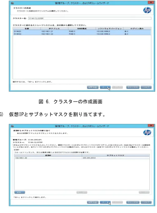 図 7. 仮想 IP とサブネットマスクの割り当て画面 