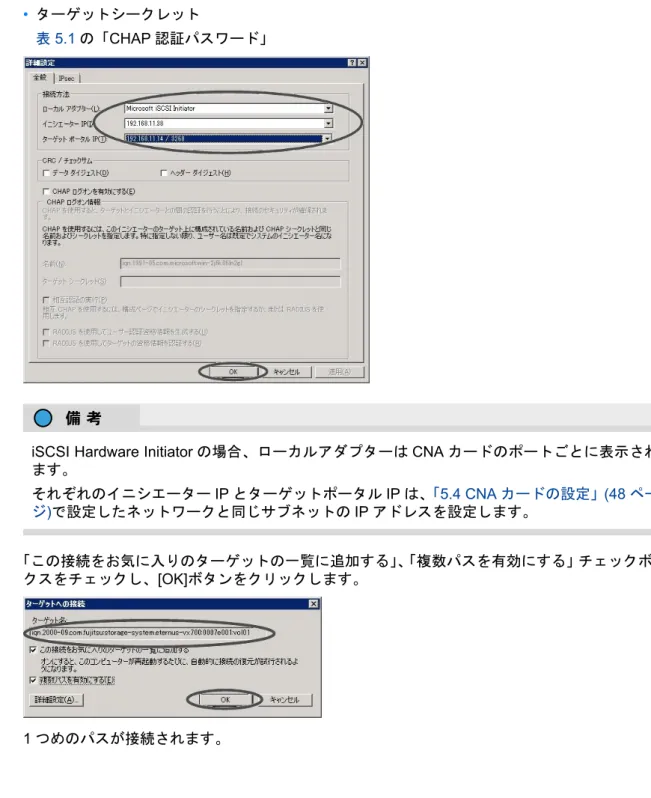 表 5.1 の「CHAP 認証パスワード」