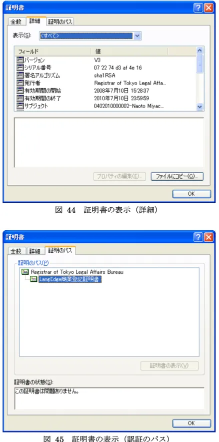 図  44  証明書の表示（詳細） 
