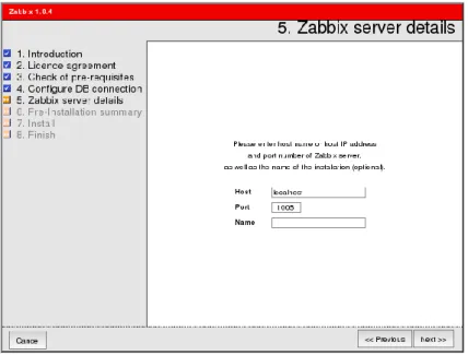 図  8 Zabbix サーバ接続設定画面 