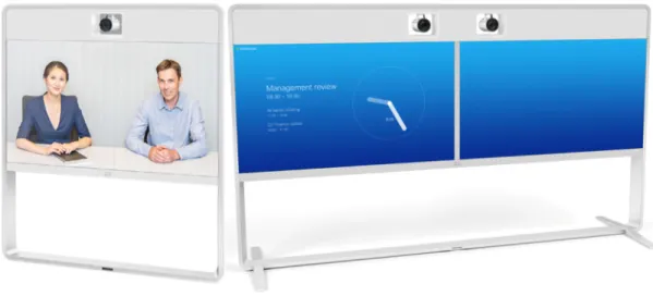 図 2.    Cisco TelePresence MX800 ではシングルおよびデュアル オプションを選択可能で、1 つまたは 2 つの 70 インチ画面を利用可能。  製品の特長  表 1 に、MX700 および MX800 システムの主な特長を示します。  表 1