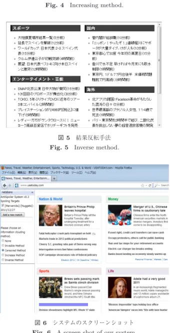 図 6 システムのスクリーンショット Fig. 6 A screen shot of our system.