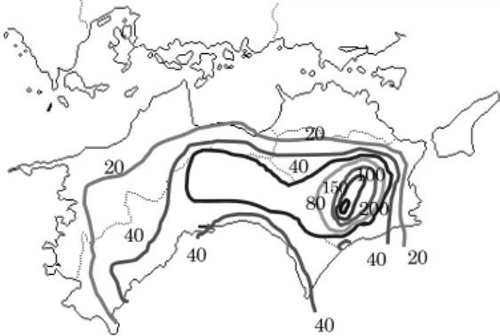 図 3-5　 7/30 ～ 8/2 の４日間降雨量のコンター
