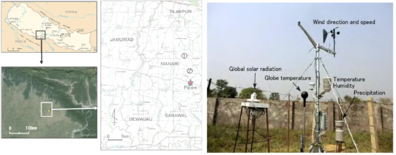 Figure 2.1  Location of the study area         Photo 2.1  Weather station installed at   