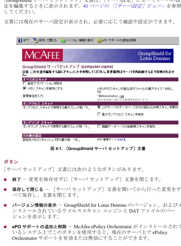 図 4-1.  ［GroupShield サーバ セ ッ ト ア ッ プ］ 文書