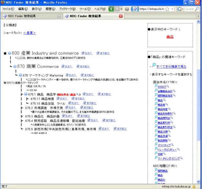 図  19  図  18 で「分類表を見る」をクリックした画面 