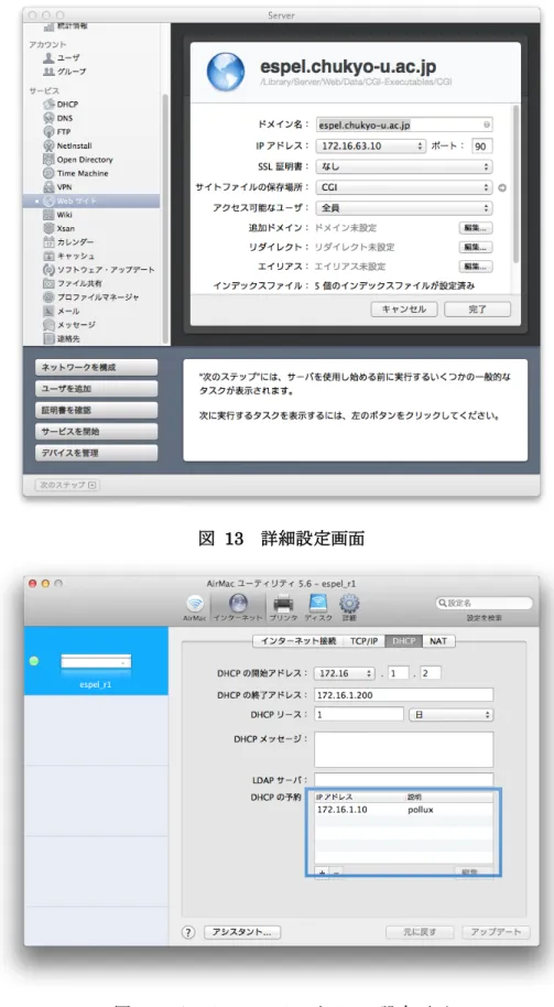 図  14  AirMac ユーティリティの設定画面 