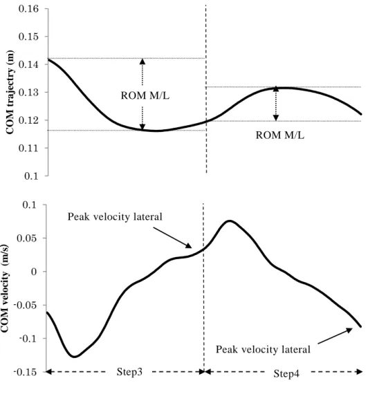 図 3-6. COM ROM，COM peak velocity の例 