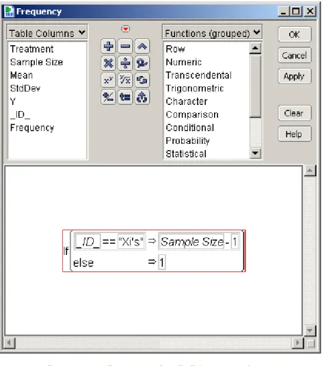 Figure 2: "Frequency"  列に対する"if"を用いた式  最終的なデータテーブルは Table 2.に示されます。 