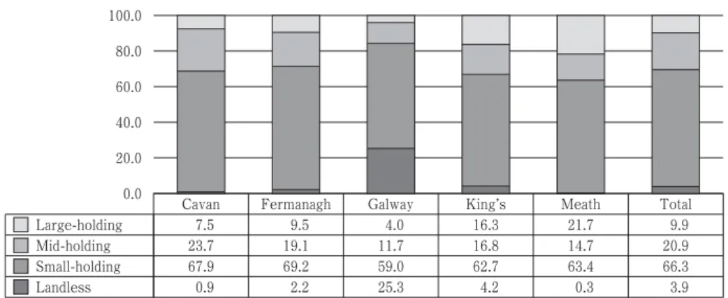 Figure 2. Distribution of Landholding Categories by County in 1821