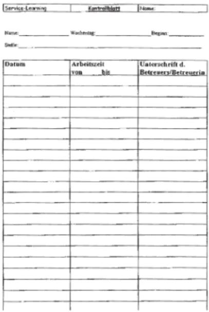 Table 4 ｢Service Learning-Tagebuch」