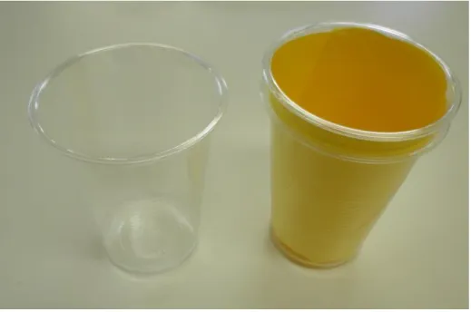 図 1： 透明のコップと黄色のコップ