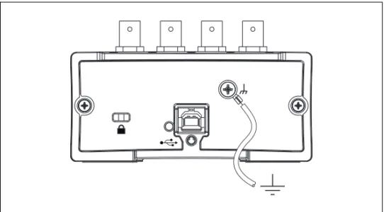 図 3-1 のように、ワイヤはいずれの USB-621x BNC デバイスの接地用圧 着端子ネジにも取り付けが可能です。 図  3-1 USB-621x BNC デバイスを接地用圧着端子ネジ経由で接地する USB デバイスヒューズ交換 (USB-621x  マスターミネーションデバイス ) USB-621x  マスターミネー ションデバイスは、 +5 V 端子を介してデバイスを過電流から保護する、 交換可能な 0.75A 、 125V ヒューズ（ Littelfuse 、製品番号 0453.750 ）を 装