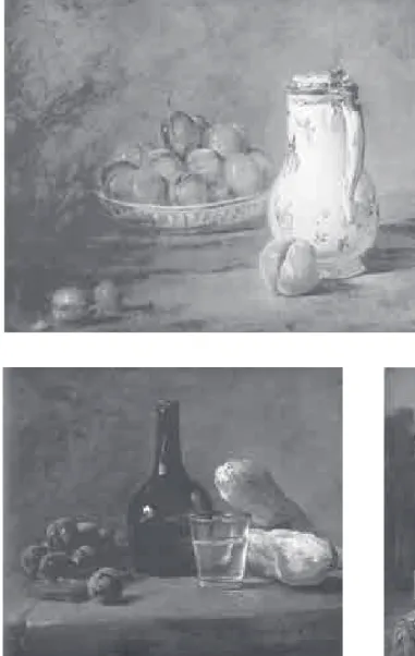 fig. 1  Jean Siméon Chardin, Jatte de prunes,  une pêche et un pot à eau, 45 x5 7cm,   Washington, The Philips Collection