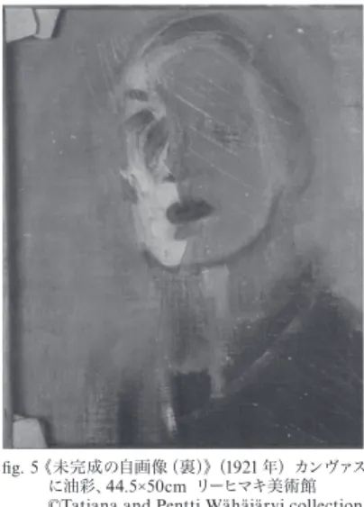 fig. 5  《未完成の自画像（裏）》（1921年）カンヴァス に油彩、 44.5 50cm  リーヒマキ美術館