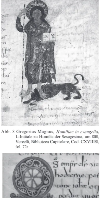 Abb. 8 Gregorius Magnus, Homiliae in evangelia,  L-Initiale zu Homilie der Sexagesima, um 800,  Vercelli, Biblioteca Capitolare, Cod