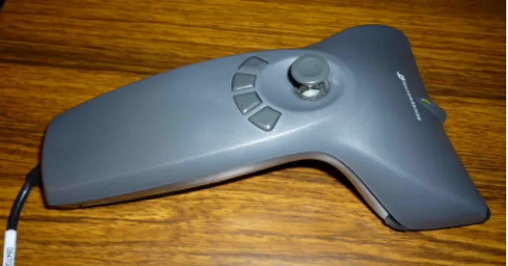 Fig. 14: Wand, a potable controller for pCAVE. There are ﬁve buttons and one joy-stick.
