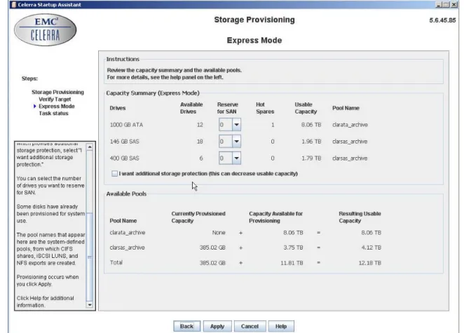 図 17.  Celerra Provisioning Wizard 